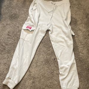 Juicy Couture Womens Cargo Jogger Sweat Pants Velour White Joggers